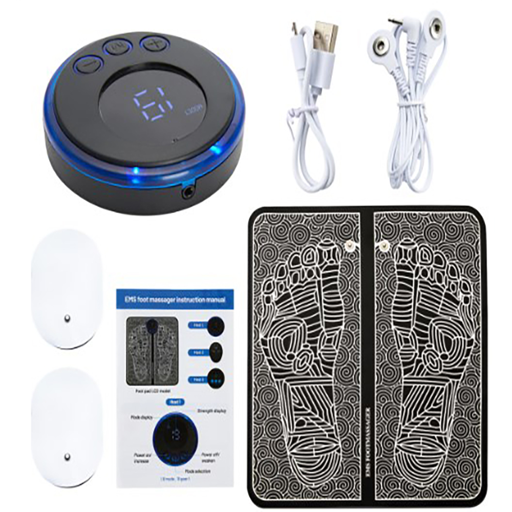 Ems voetmassagemat, elektrische massager, oplaadbaar, schoudermassage, pulsspierstimulatie, voetontspanningspads: Bruin