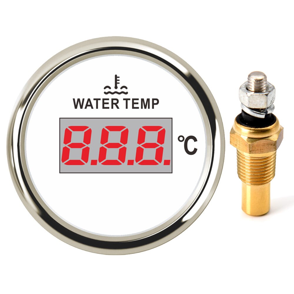 40-120Celsius Digitale Water Temperatuurmeter Met 1/8 Npt Water Temp Sensor Marine Water Temp Meter Rood Backlight 12/24V: WS