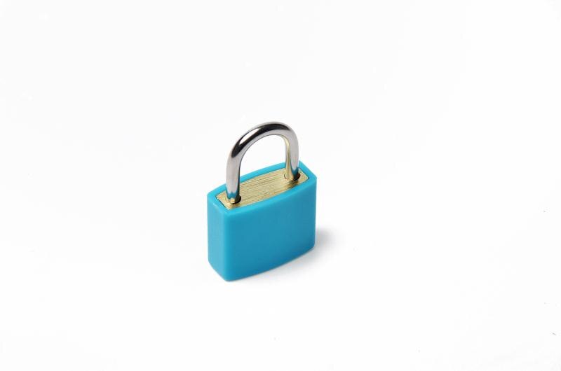 Plastic Casing Lock Brass Lock Body Luggage Zipper Padlock With Two Keys For bags: sky blue