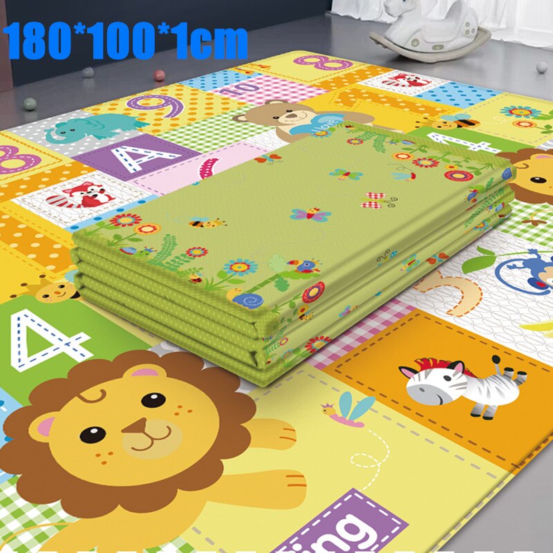 Toddler crawling playmat 1cm tykt gulvtæppe legetøj sammenfoldeligt børnet blødt tæppe til indretning hjem stor dobbeltsidet baby legemåtte: D10