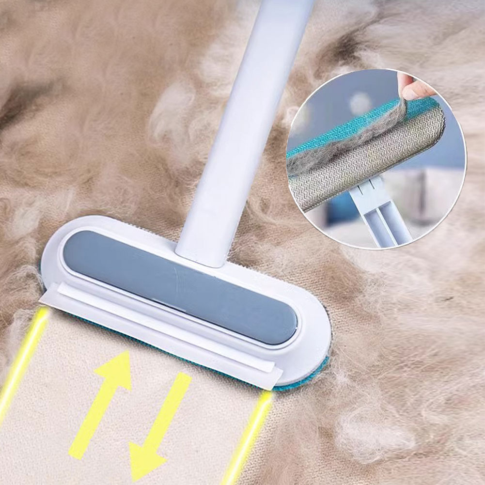 Multifunctional Pet Hair Remover Long Handle Window Cleaning Brush Hair Cleaner Brush with Squeegee Pet Fur Cleaning Tool