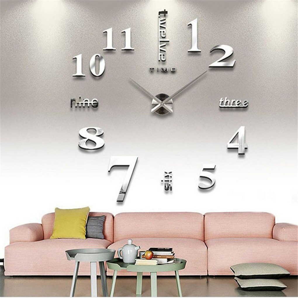 Modern Mini DIY Large Wall-Clock Sticker Mute Digital 3D Wall Big Clock Living Room Home Office Decor Christmas