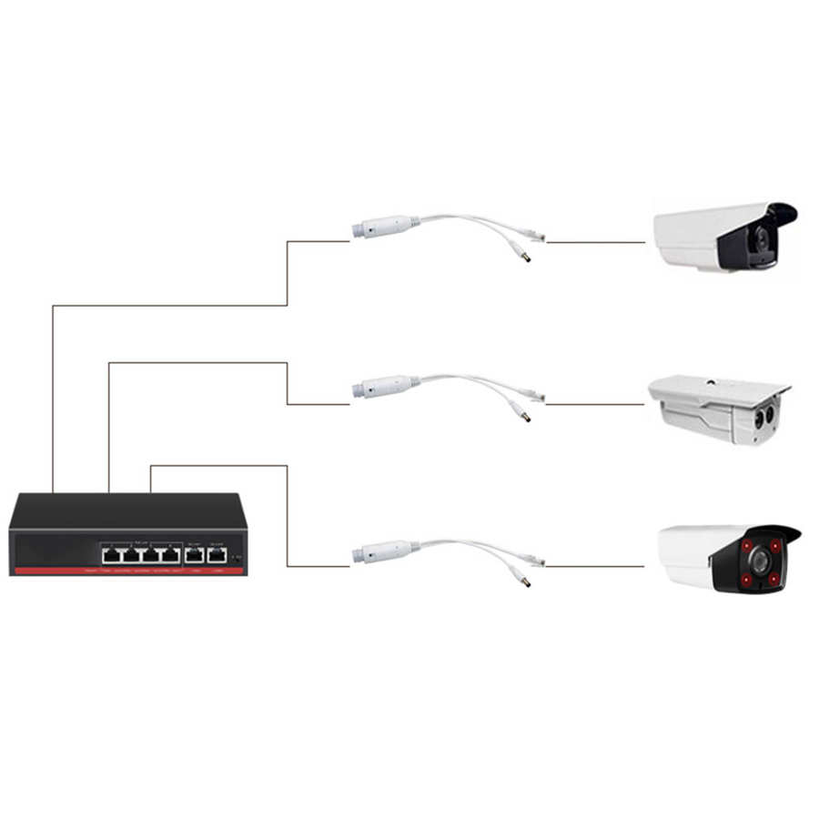 48V Naar 12V Poe Splitter Waterdicht Adapter Kabel Voeding Module Voor Ip Camera Poe Splitter Poe Adapter poe Connector