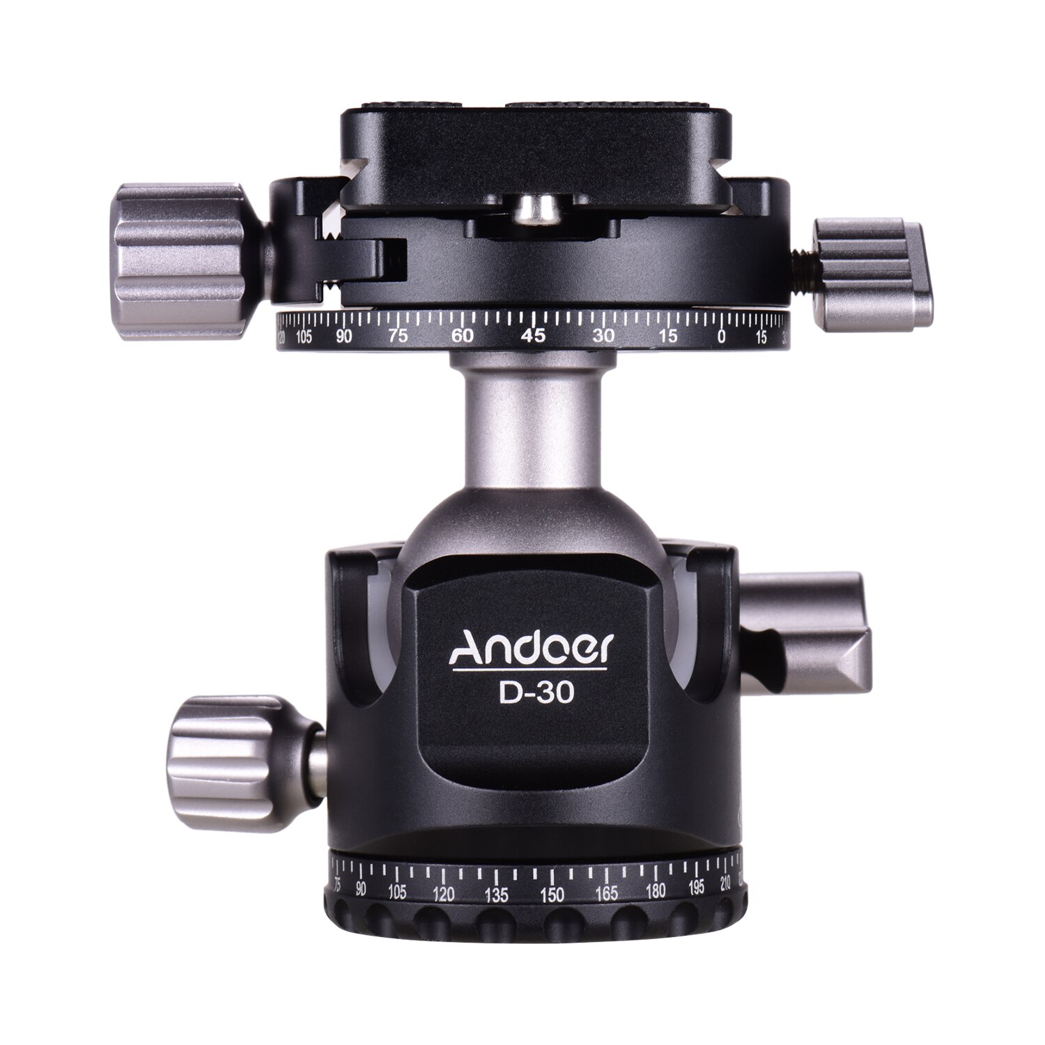 Andoer D-30 Panorama Ball Head Tripod Mount Adapter Dual Panoramic Scale U-Groove Aluminium Alloy Max. 18kg/40lbs Load