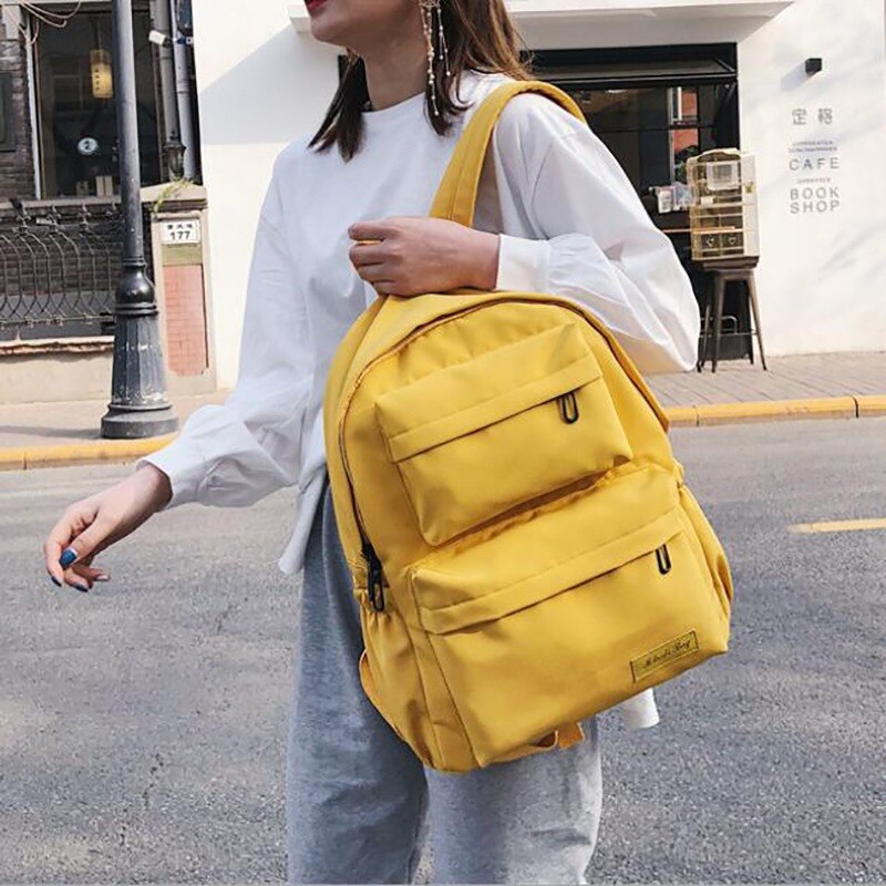 Women Teenager Backpack Boys Girls Marble Stone Print Backpack Rucksack Canvas Shoulder Bag School Backpack Mochila Feminina: Yellow Canvas 4