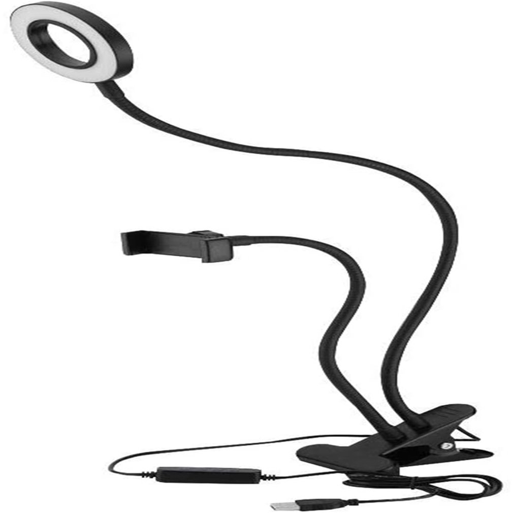 Selfie Flash Ring Licht + Mobiele Telefoon Houder 24 Led Camera Lange Arm Usb Clip Op USB10-Level Helderheid