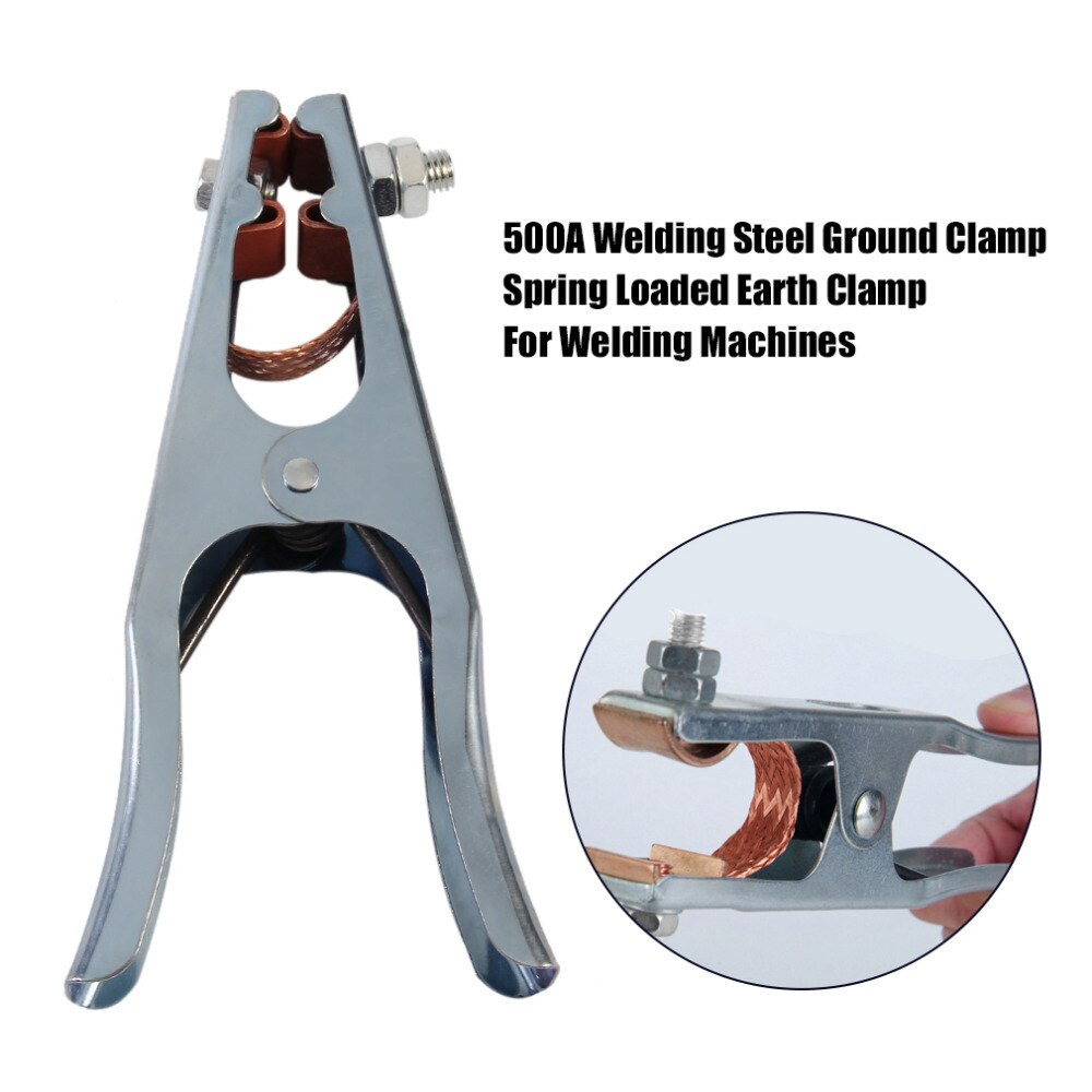 500A Safety Metal Material Welding Ground Clamp Spring Loaded Earth Clamp For Welding Machines