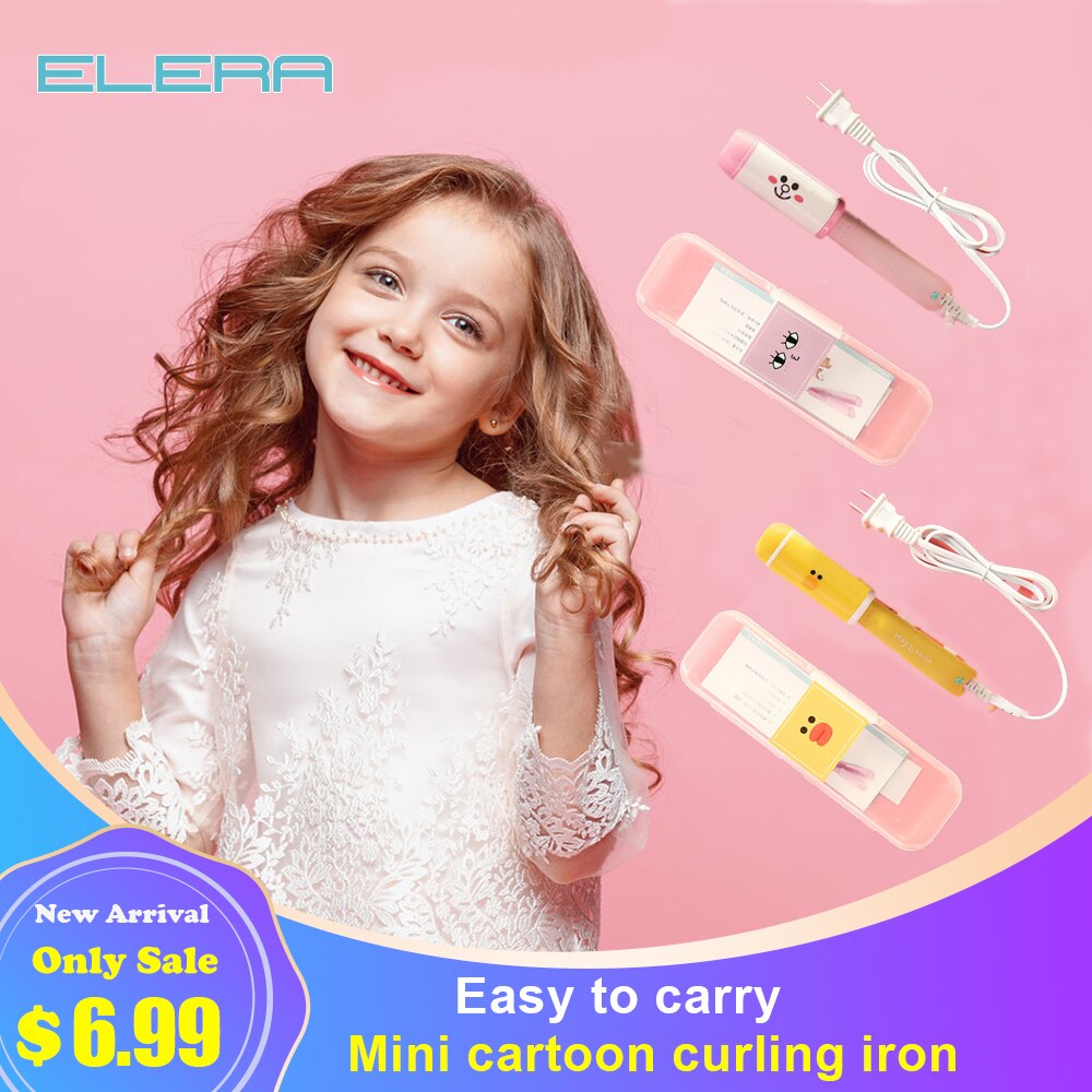 Mini Cartoon Electric Splint Straight Rolling Dual-purpose Hair Perm Curling Stick Child Kids Hair Straightening Board