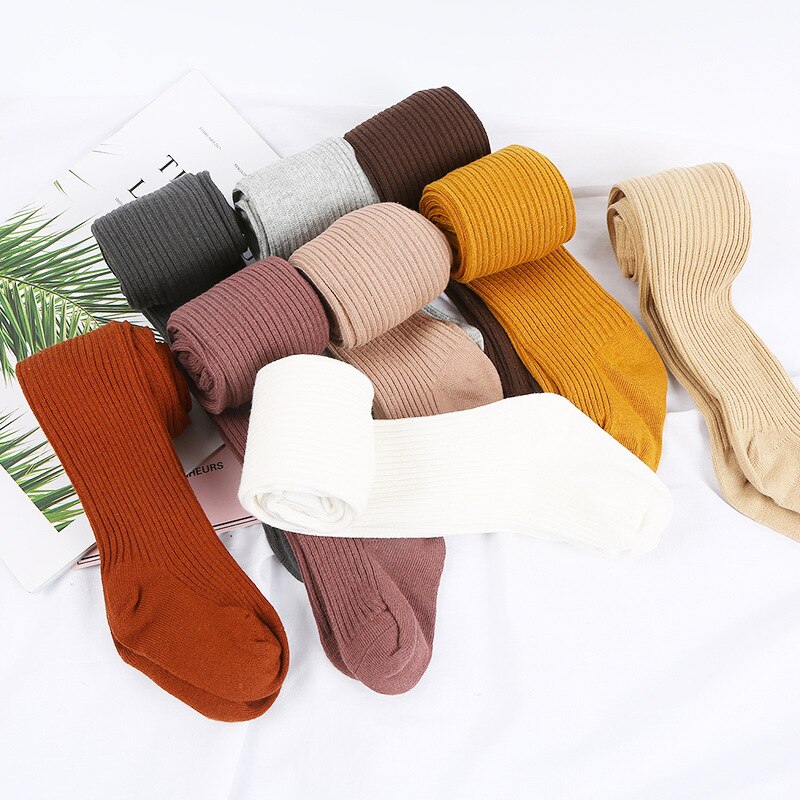0-4Jahre Herbst Baby Strumpfhosen Baby Mädchen Rippen Strümpfe Winter Kind Baumwolle Warme Strumpfhosen Mädchen Solide Süssigkeit Farbe Engen Kleinkind