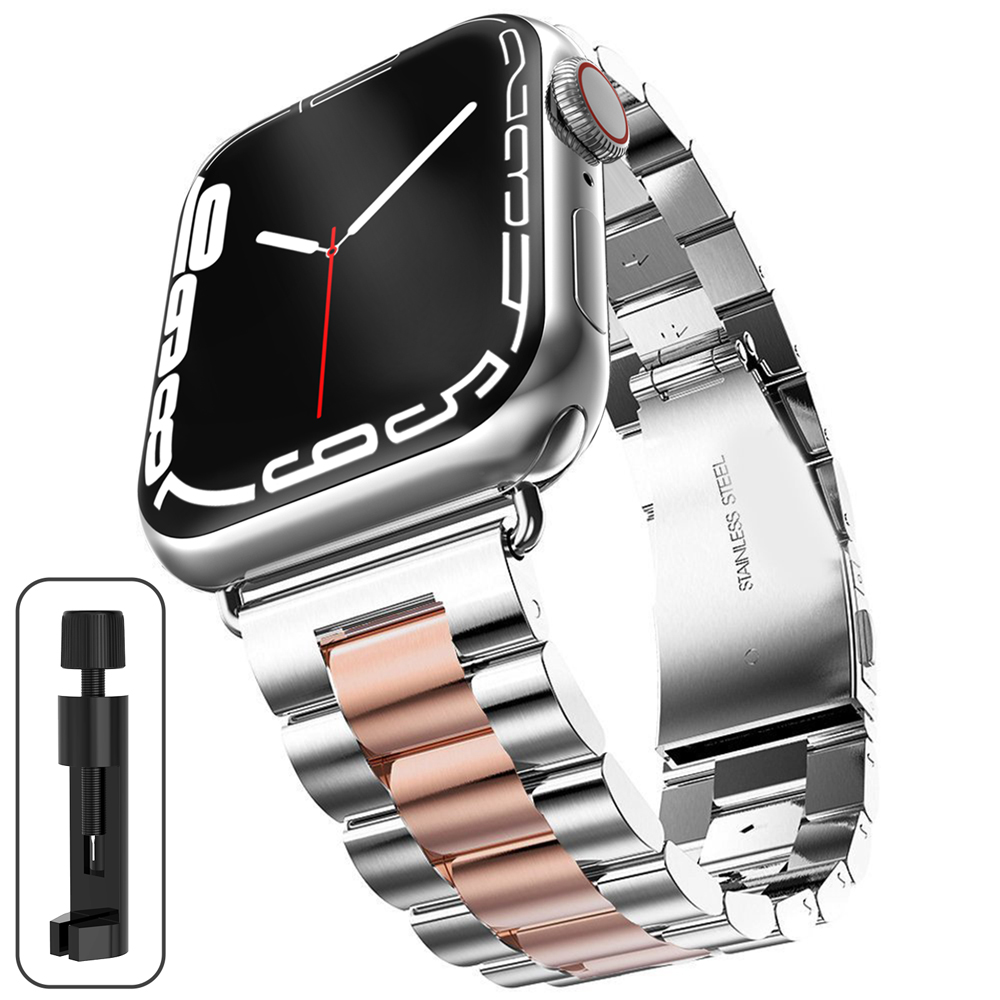 Stainless Steel Strap For Apple Watch 46mm Ultra 49mm Metal Wristband Bracelet For iWatch 10 9 8 5 4 SE 42mm Business Watchband: M / Smokey Mauve