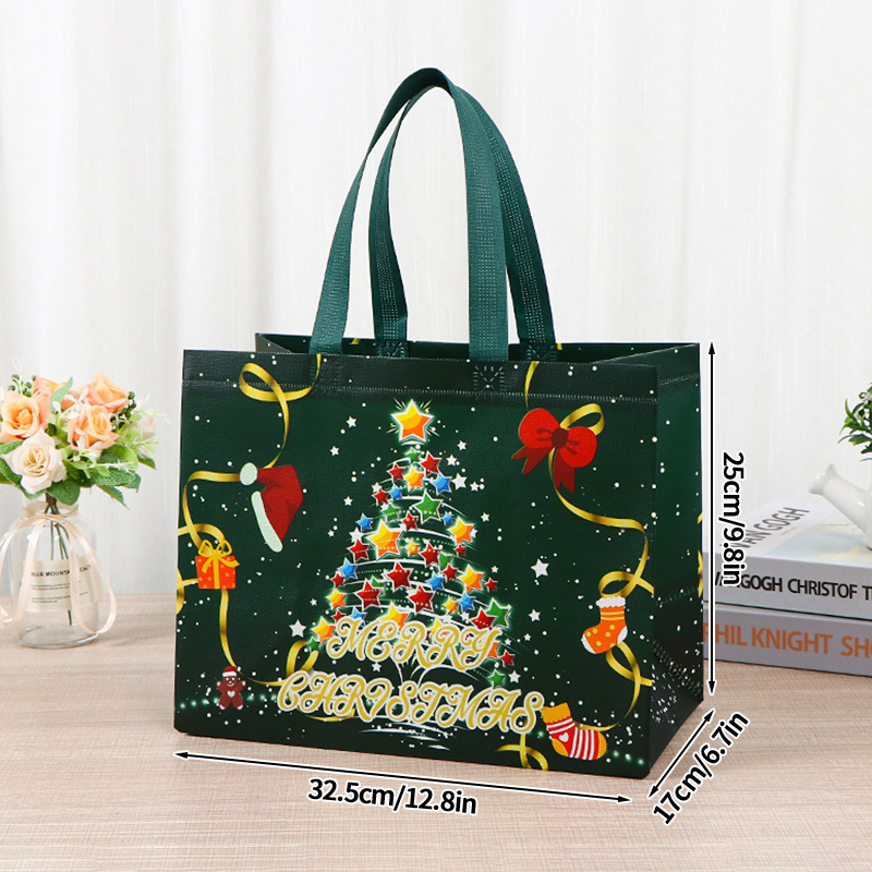 Sacs joyeux noël pour emballage , sacs pliables de noël, fourre-tout de noël, flocon de neige, rangement de du père noël: Olive