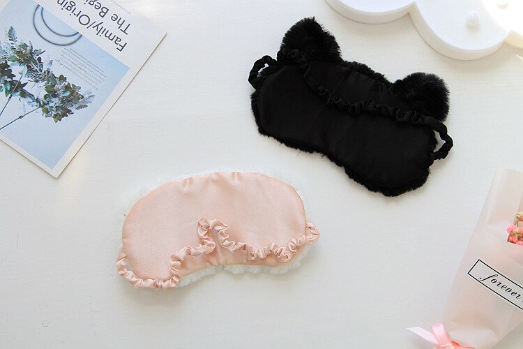 Outil de soin des yeux chat chien masque pour les yeux dessin animé masque de couchage en peluche couverture de protection des yeux bandeau pour les yeux adapté pour voyage maison Gif