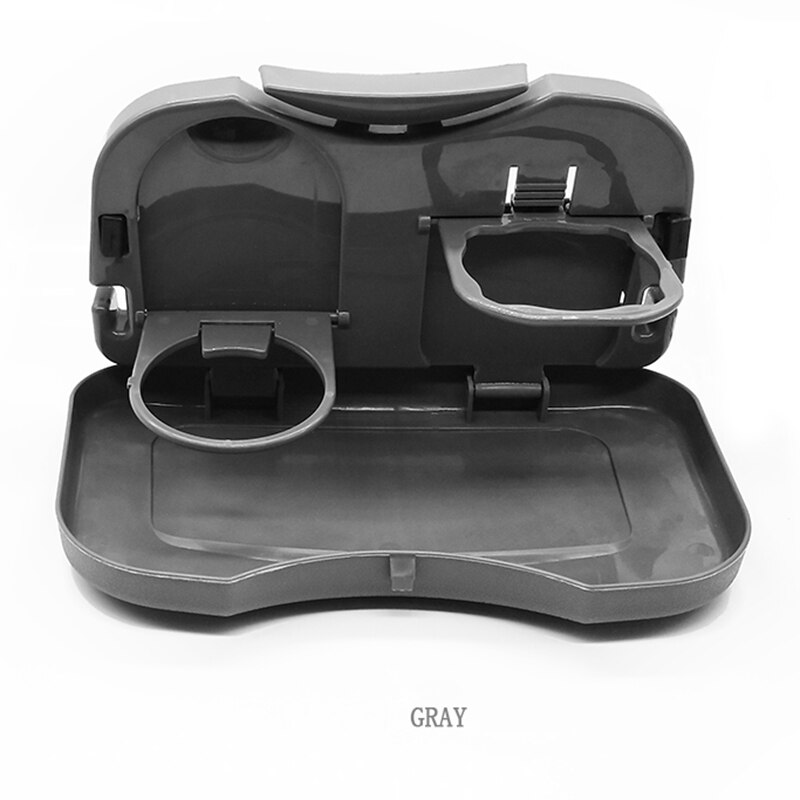 Mesa plegable para asiento trasero de coche, estante de plástico para bebidas y comida, soporte para vasos, bandeja, escritorio S55: Gris