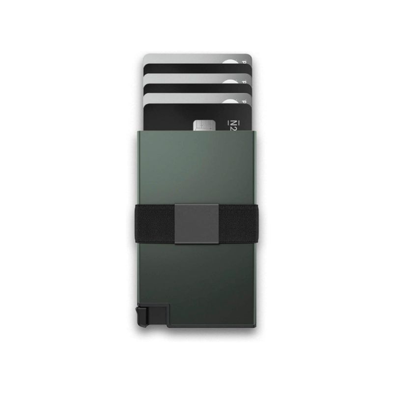 Men Aluminum Cardholder Wallet RFID Blocking Layer Slim Minimalist Card Holder Clip Protect Card Storage Capacity Box: green