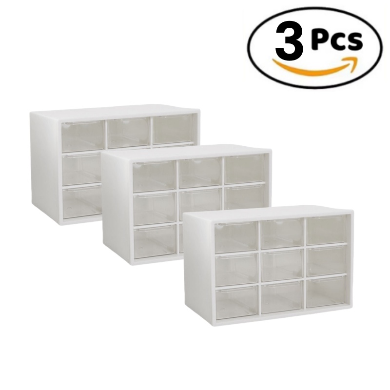 9 Grid drawer organizer Transparent Small Drawer Partitioned Student Desk Wall-mounted Sundries Storage Box Cute: Silver