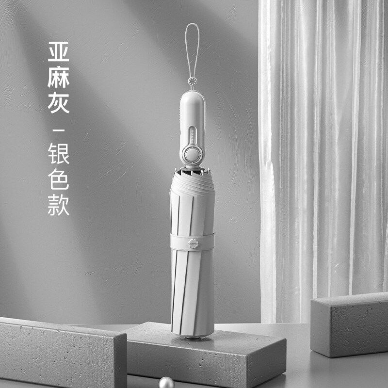 Zuodu parasol wzmocniony wiatroodporny męnarty uczeń przystojny automatyczny składany parasol deszcz lub połysk parasol podwójnego zastosowania: E-srebro