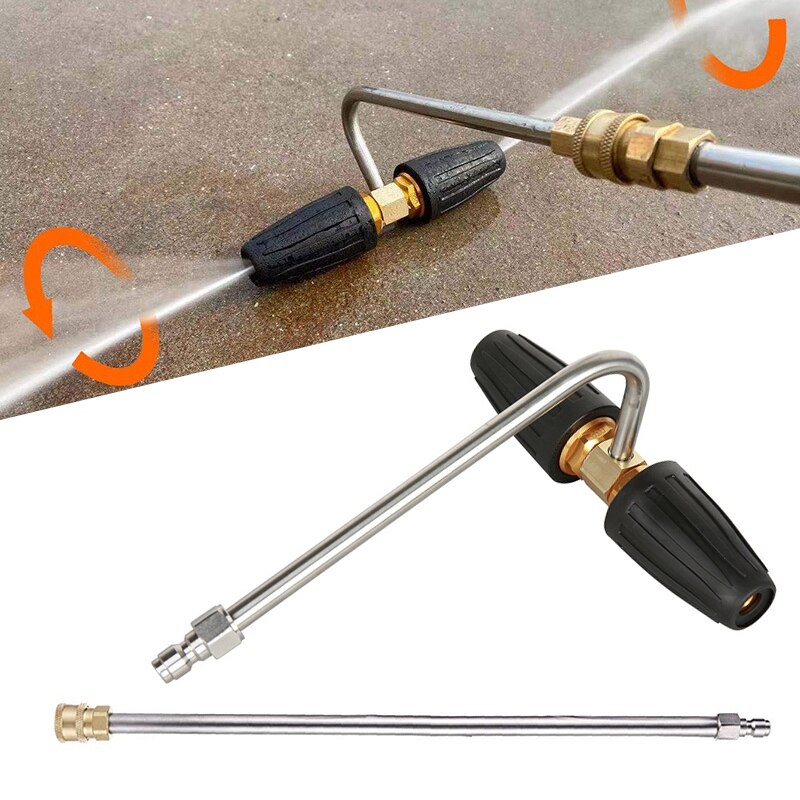 1/4 zoll Hohe Druck Doppel Rotierenden Düse, 360 Grad 4000PSI Turbo Düse mit Gerade Stange für Auto Waschen, garten