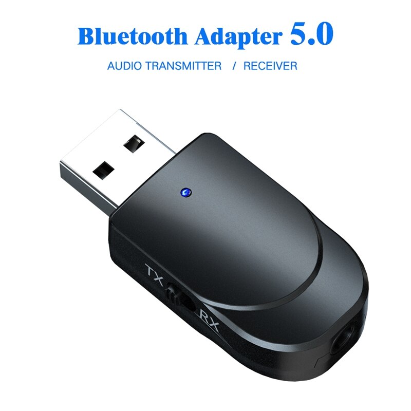 Usb bluetooth 5.0 mottaker adapter 3.5mm aux stereo til tv pc hodetelefon høyttaler