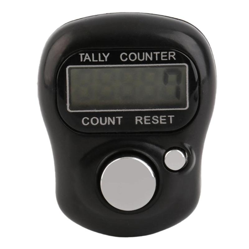 Multi-color Mini Finger Counter LCD Electronic Digital Button Battery Electronic Tally Counter Counting Range 0-99999: Black