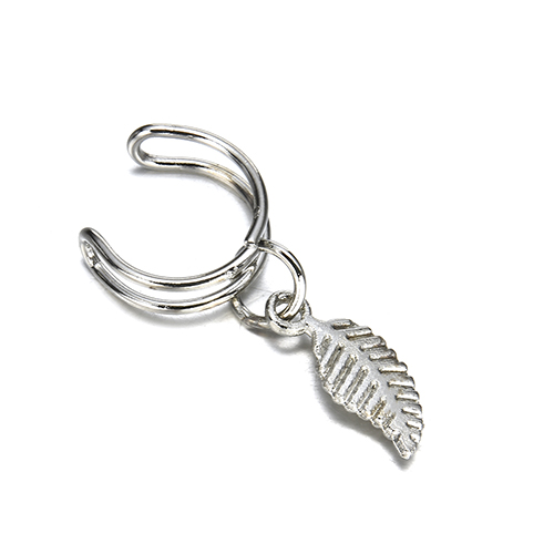 Punk Rock Oor Oorbellen Mode 1 Paar Vrouwen Clip Manchet Wrap Geen Piercing-Clip Op Tricolor Blad Kleine Oor clip Oorhaak Oor Manchetten: silver