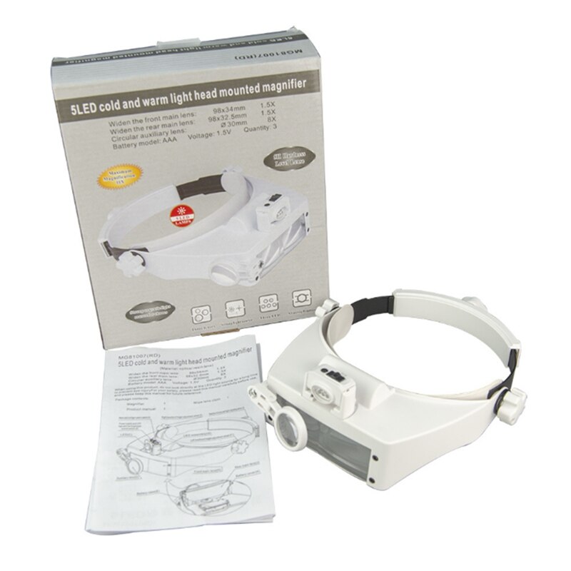 Hoofdband Vergrootglas 1.5X-11X Helm Verrekijker Eyewear Vergrootglazen Derde Hand Loupe Met Led Voor Repareren Borduurwerk