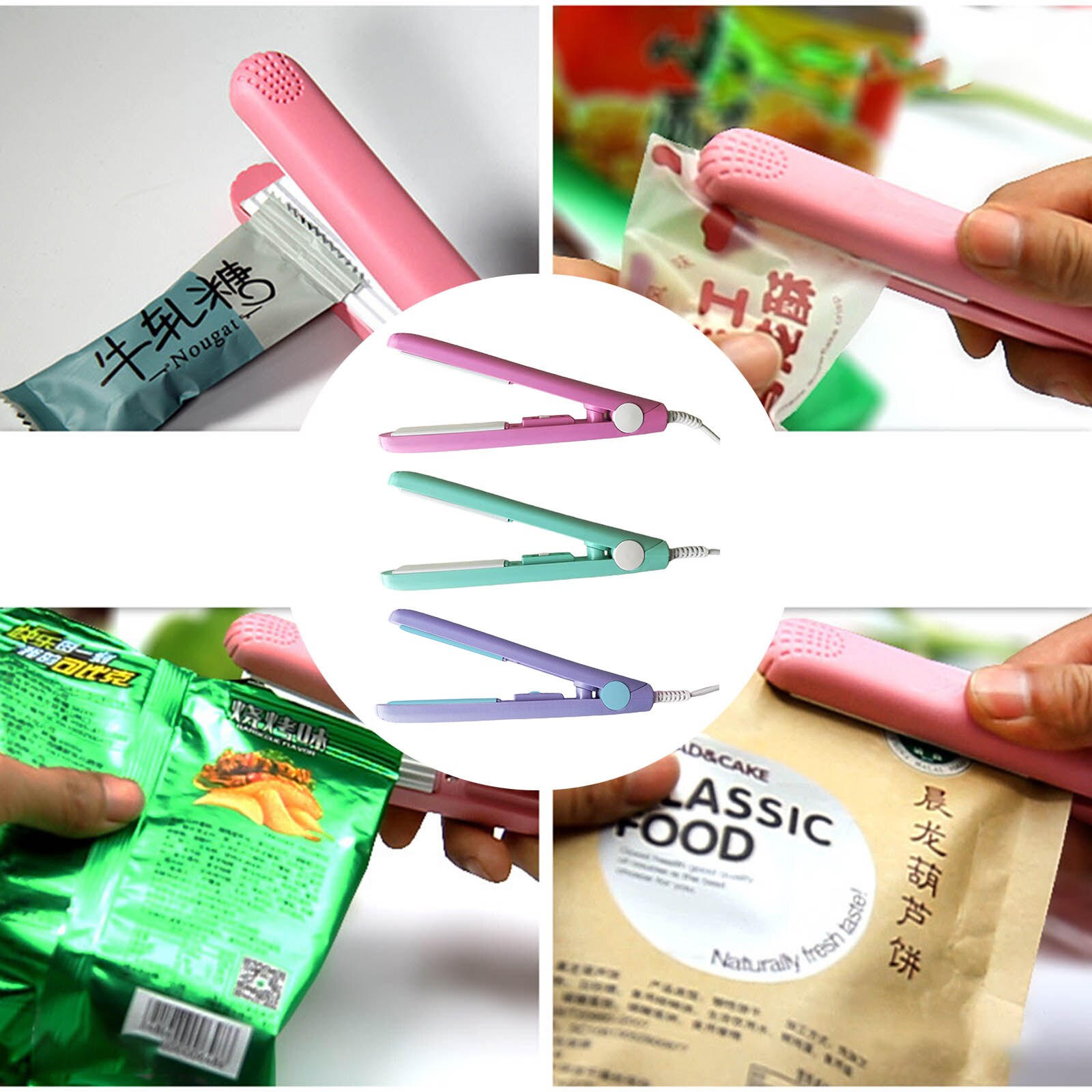 Mini Portable Heat Sealing Machine Snack Plastic Packing Bag Handheld Capper
