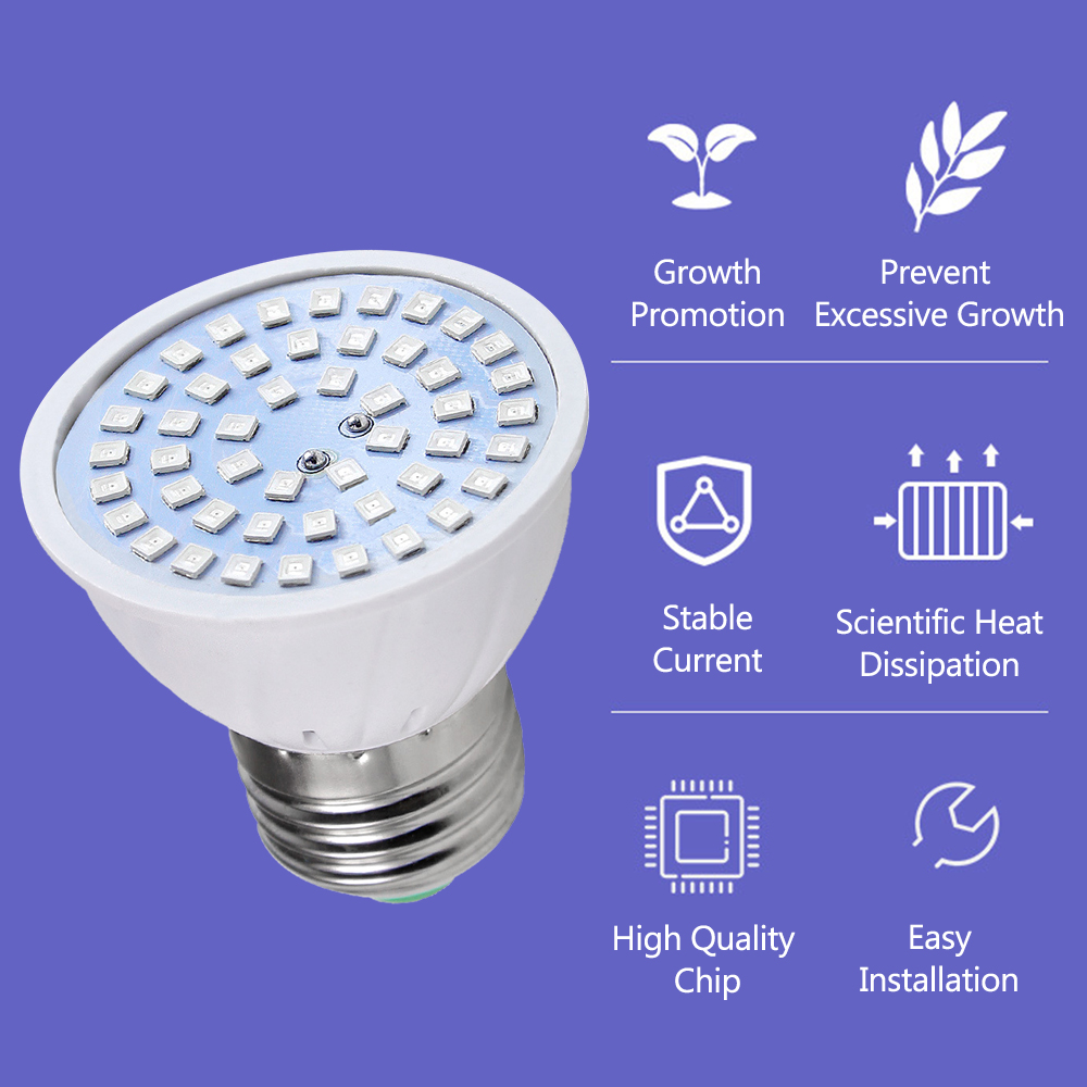 Bombilla LED de cultivo para plantas de interior, luz LED de espectro rojo y azul para plantas de interior, E14/E27, lámpara de cultivo hidropónico (220V)