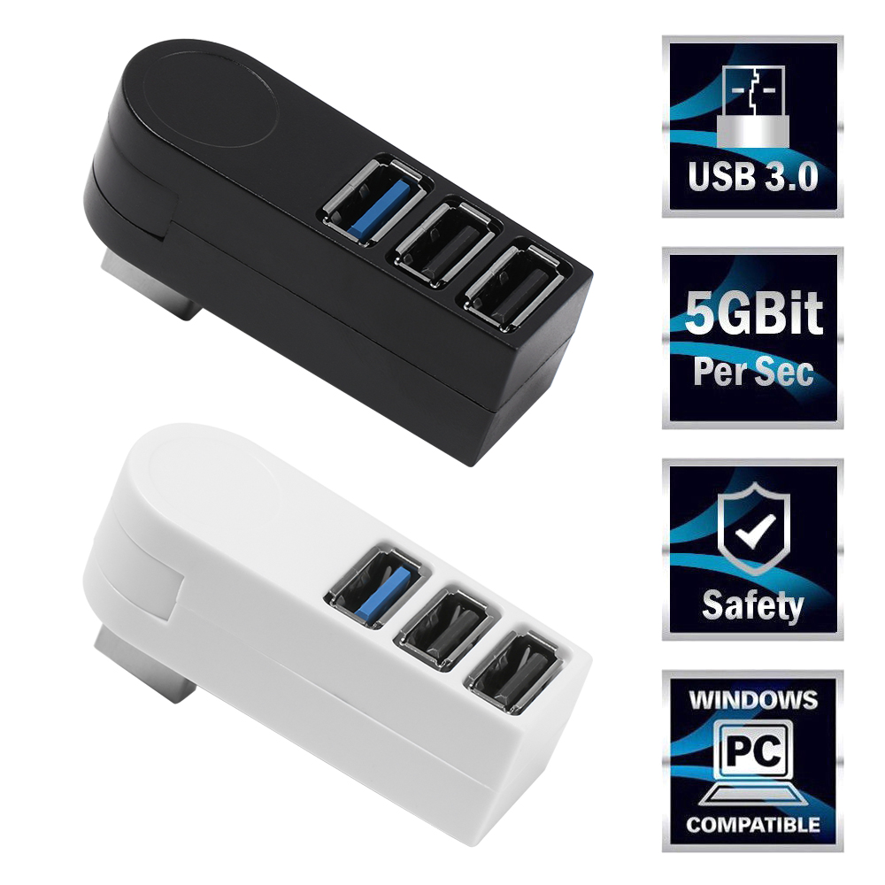 Universele Mini Draaibare 3 Port Usb 3.0 Hub High Speed Data Transfer Splitter Box Adapter Usb Expander Voor Pc Laptop macbook Pro