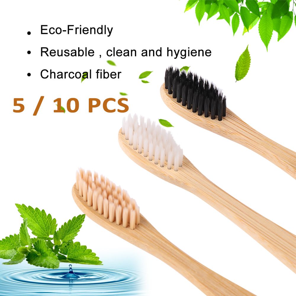 Adult Bamboo Toothbrush Soft Fibre Hair Wooden Teeth Brush Rainbow Multi-colors Eco-Friendly Oral Care Bamboo Products