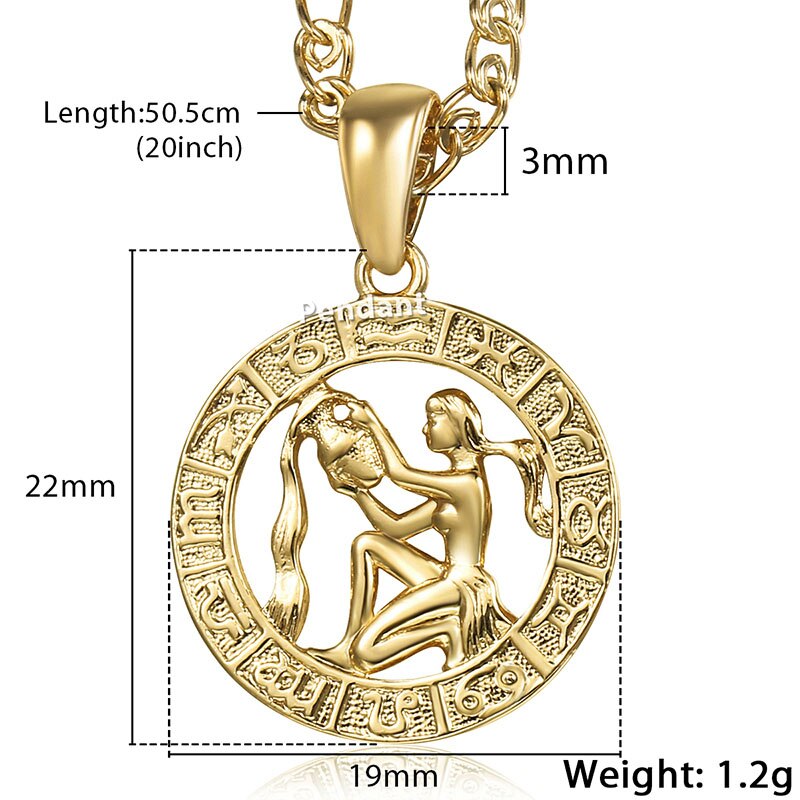 Women Men Aquarius Zodiac Sign Necklace 585 Rose Gold Chain Necklace party Jewelry GP287