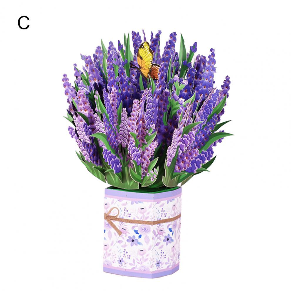 Small Attractive Mother Day Flower 3D Card Portable Flower Greeting Card Non-fading for Wedding: C