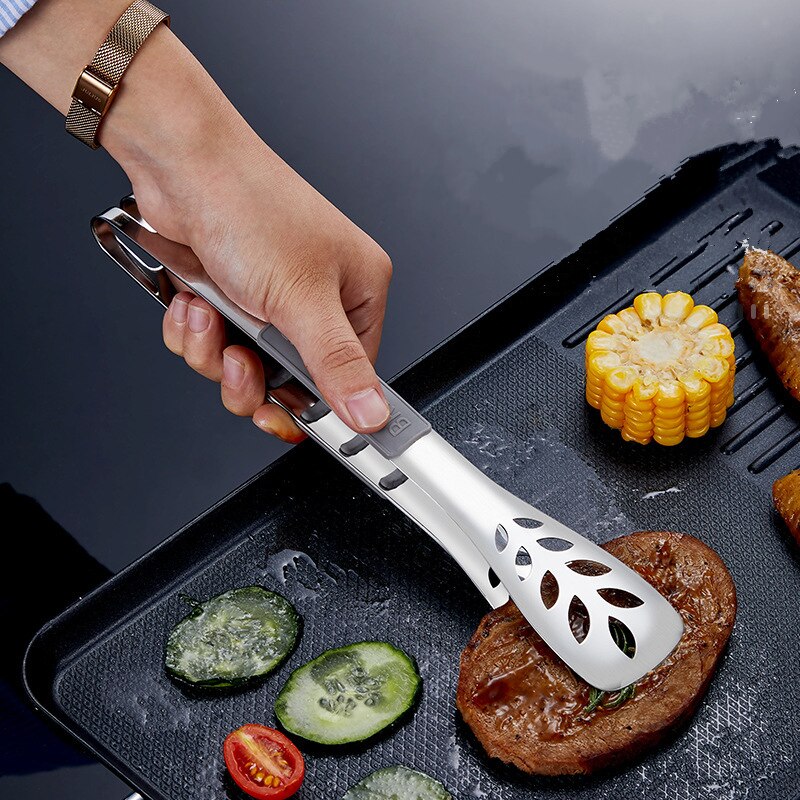 Leaves Hollow Shape Food Tongs Steak Bread Meat Clip Stainless Steel Barbecue Clamp Home Cooking Tools Kitchen Accessories