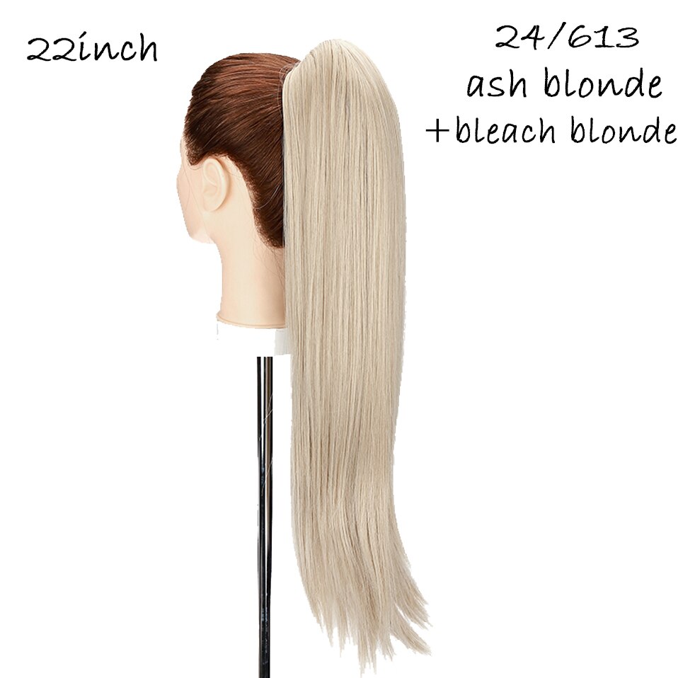 HAIRRO-extensiones de cabello sintético para mujer, extensión de cola de caballo con Clip, 22 pulgadas: 24-613