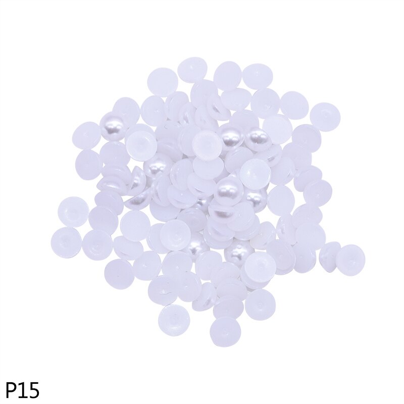 500 pièces 6mm multicolore résine plastique demi ronde perle artisanat Imitation perle perles pour vêtement accessoires filles chapeaux décor: P15