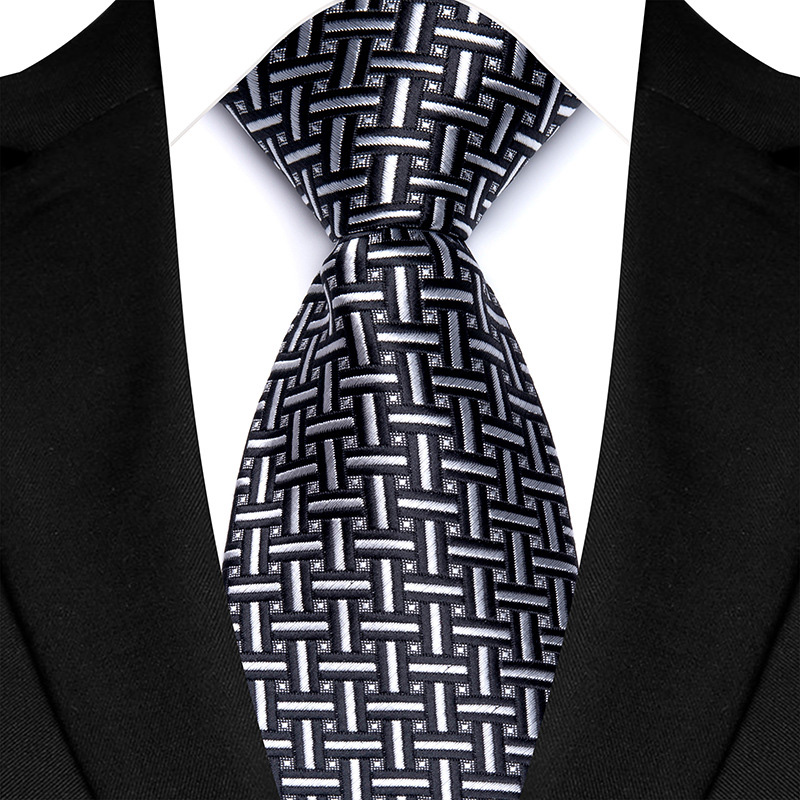 Corbata de lujo de 8CM para hombre, corbata lisa de rayas de puntos de Color gris plateado para novio, corbata tejida de Jacquard para de boda de negocios: YELLOW
