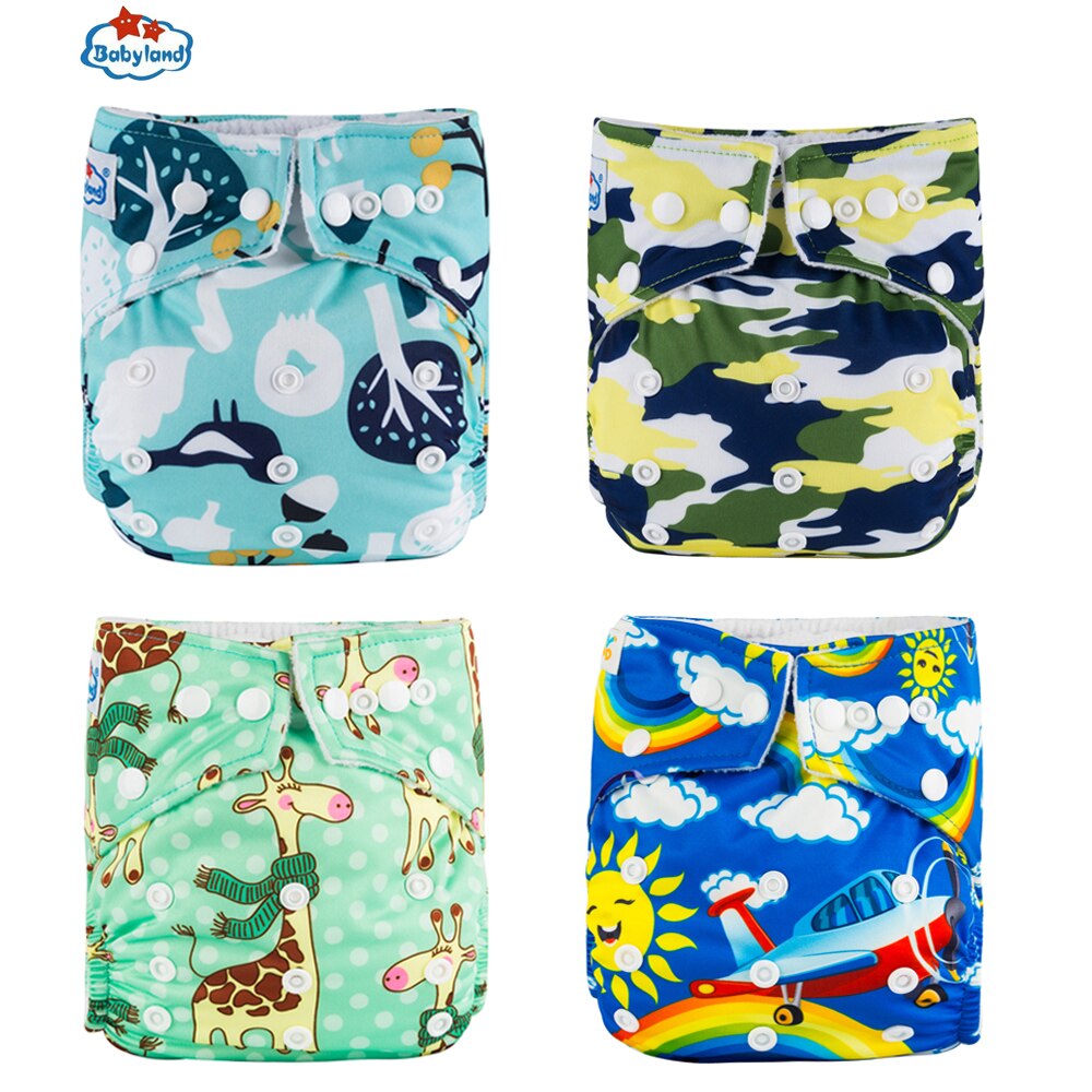 Babyland 4 Stks/pak Wasbare Luier Broek Pocket Luier Herbruikbare Luiers 3-15Kg Baby Ondergoed Dag &amp; Nacht Luier