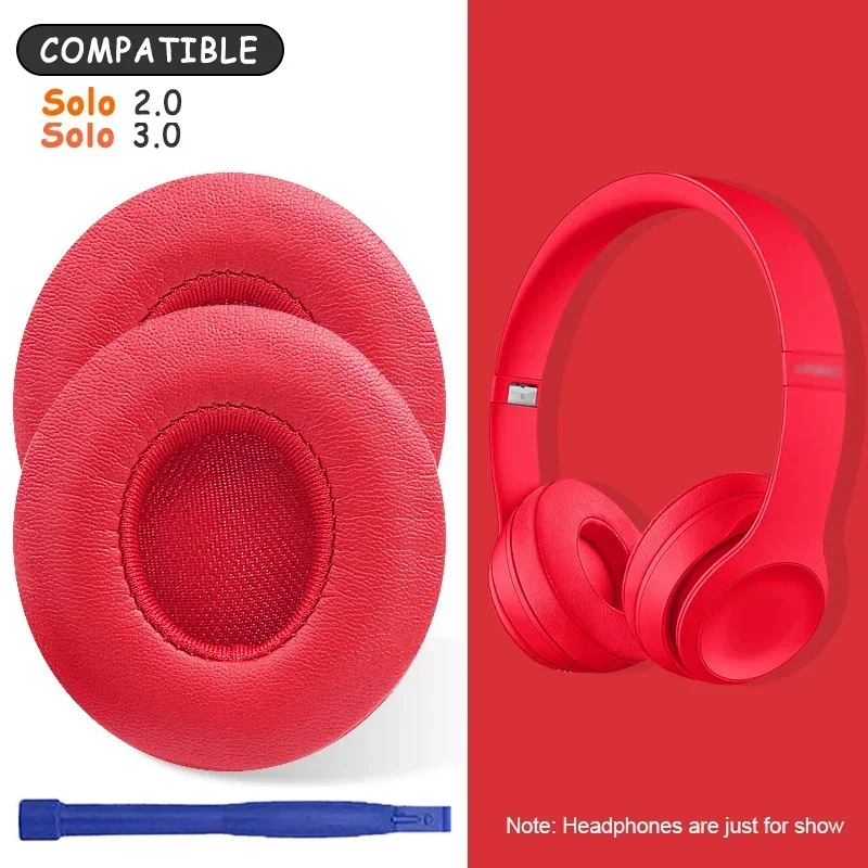 Oorkussens voor beats solo 2, solo 2 oorkussens, solo 3 koptelefoon oorkussens, oorschelpen, vervangende onderdelen 3 headset schuimrubberen kussen: Rood
