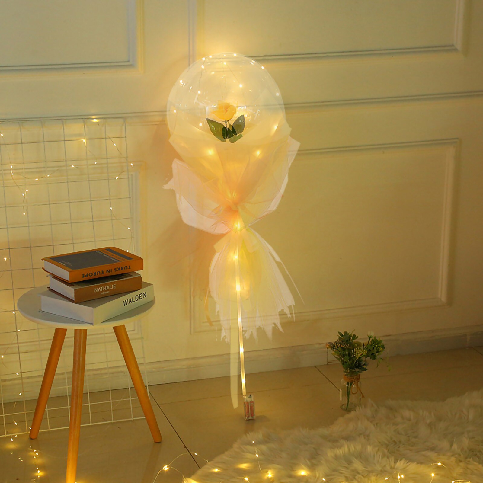 LED Luminous Balloon Rose Bouquet Transparent Ball Rose Valentines Day Birthday Party Wedding Decoration Balloon #41: B