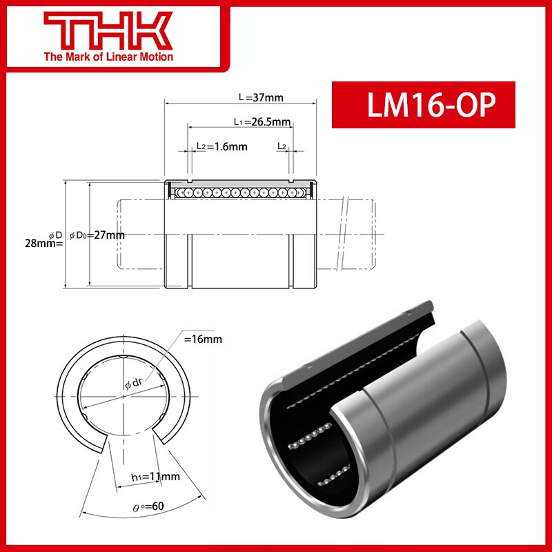 Original THK linear bushing LM LM16-OP LM16OP linear bearing