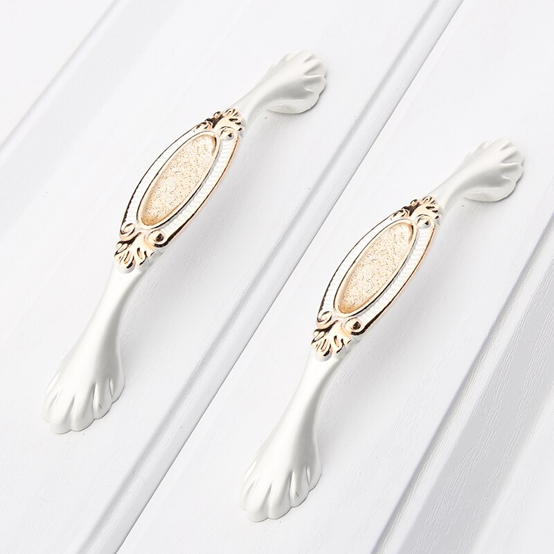 European Gold Ceramic Single Hole / Double Hole Furniture Drawer Handle Kitchen Wardrobe Cabinet Door Handle Furniture