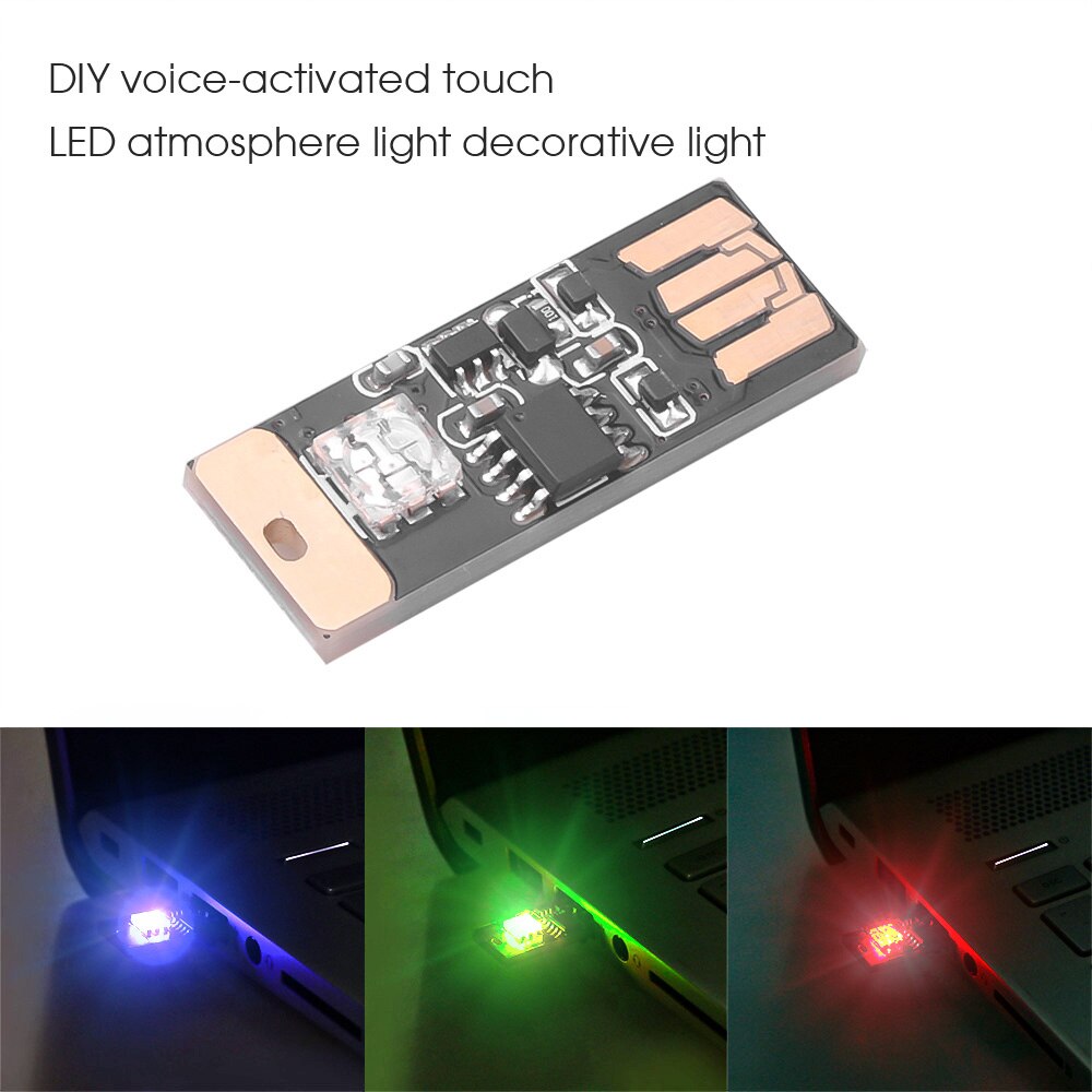 Kebidu Car LED Atmosphere With USB Socket Light Car-styling Touch And Sound Control RGB Music Rhythm Light Decorative Lamp