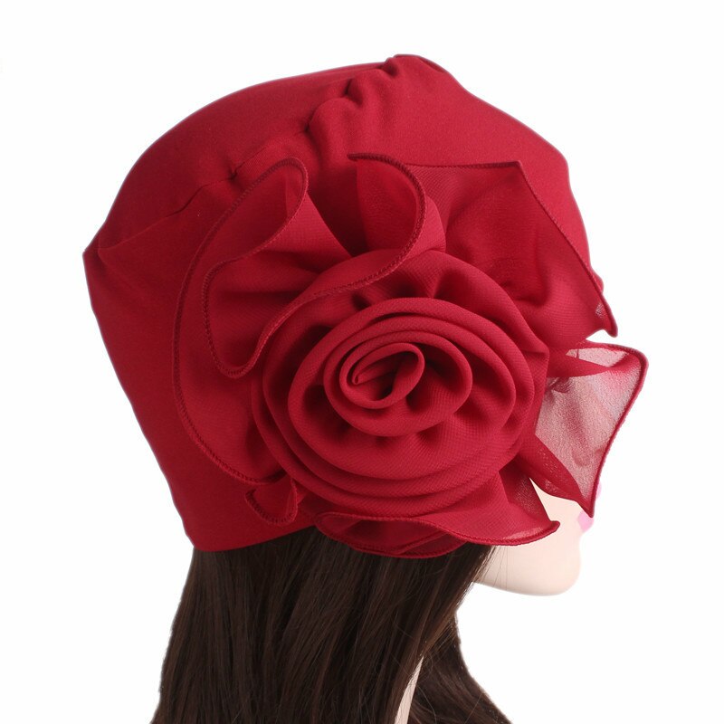 Vrouw Mooie Bloem Tulband Elastische Doek Hoofd Cap Hoed Moslim Vrouwen Hijaabs Dames Haar Accessoires Sjaal Cap