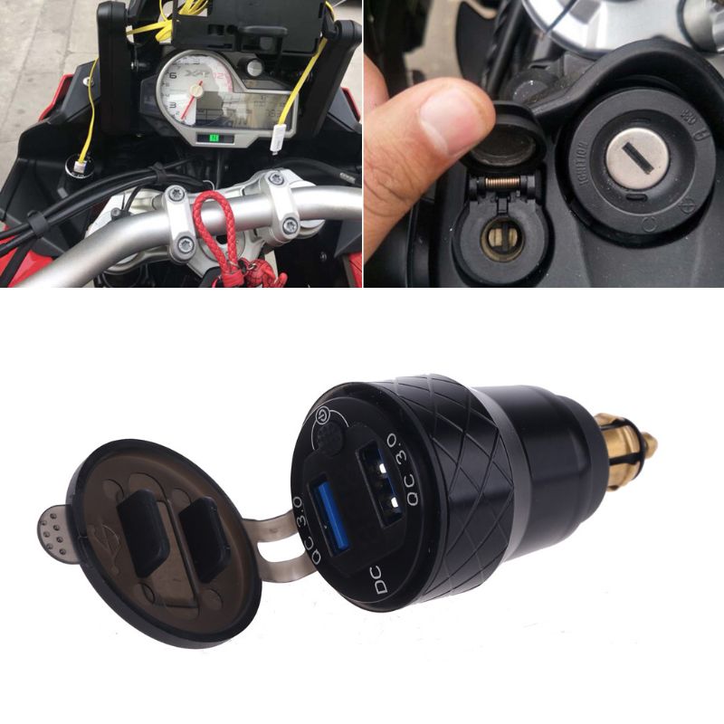 12v metal hurtigopladning 3.0 dobbelt usb oplader voltmeter switch til bmw motorcykel
