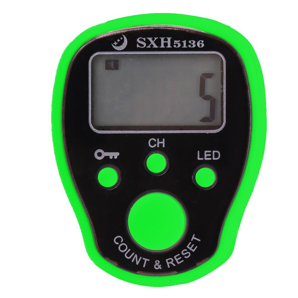 Mini compteur électronique de doigt d'affichage à cristaux liquides de Digital LED anneau de main: green