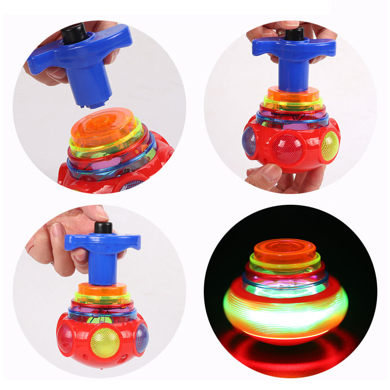Spinning top flash lysende spinning toppe legetøj farverig top udkast legetøj blinkende led gyroskop børn klassisk legetøj