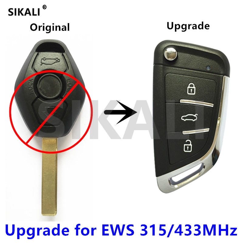 SIKALI Upgrade Car Remote Key for BMW 1/3/5/7 Series X3 X5 Z3 Z4 Keyless Entry Transmitter for EWS System 315MHz/433MHz