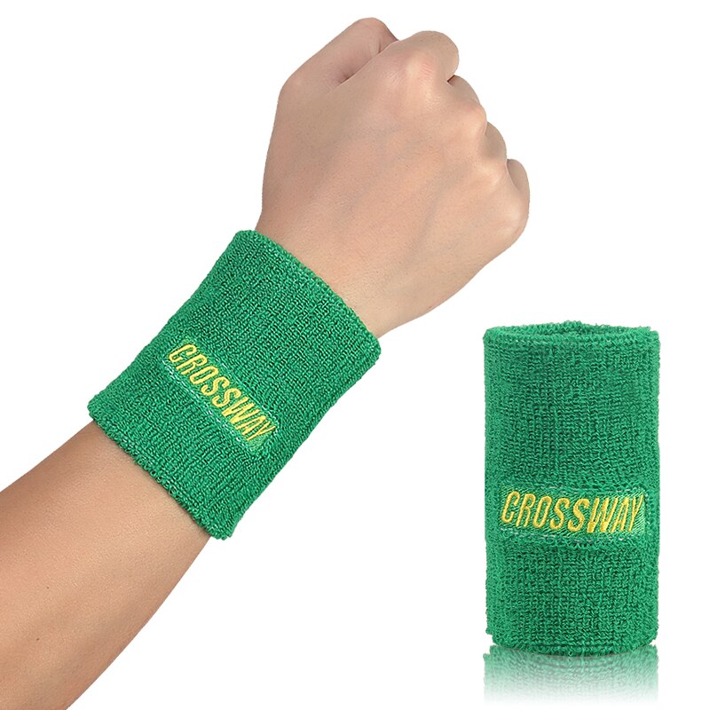 CROSSWAY-muñequera deportiva Unisex, muñequera deportiva de algodón con absorción de sudor para el brazo y la muñeca: green