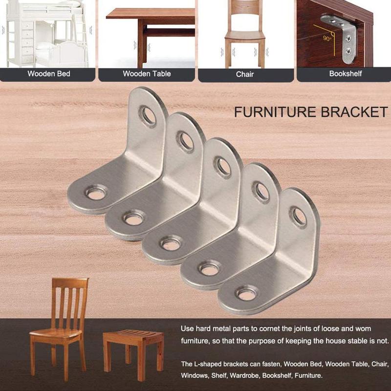 10 Stuks L-Vormige Metalen Haakse Beugel Dikke Roestvrij Ondersteuning Board Stalen Meubelen Hoek Link Hoek Rechts code Q8V7