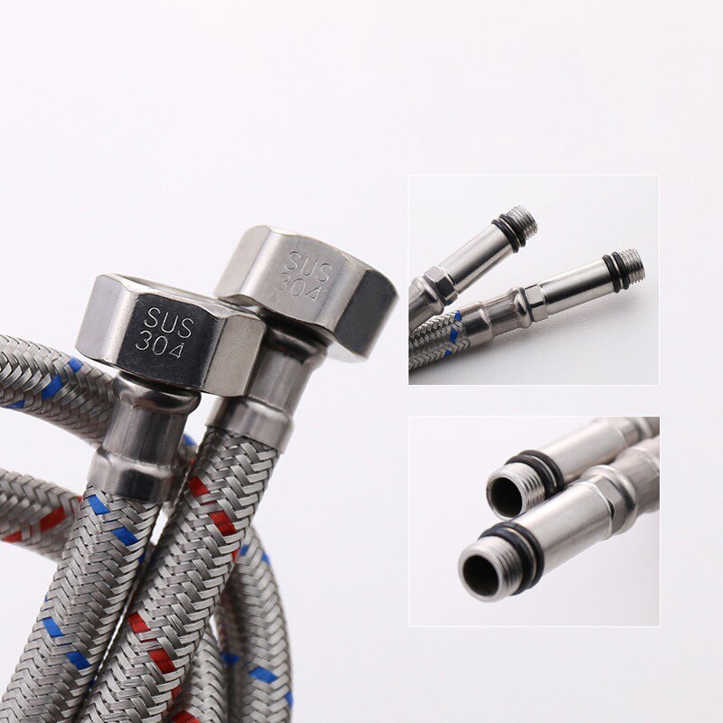 Tubos flexibles de fontanería de acero inoxidable 304, mezclador de agua y fría, mangueras de suministro de agua, accesorios de baño, 60/80cm