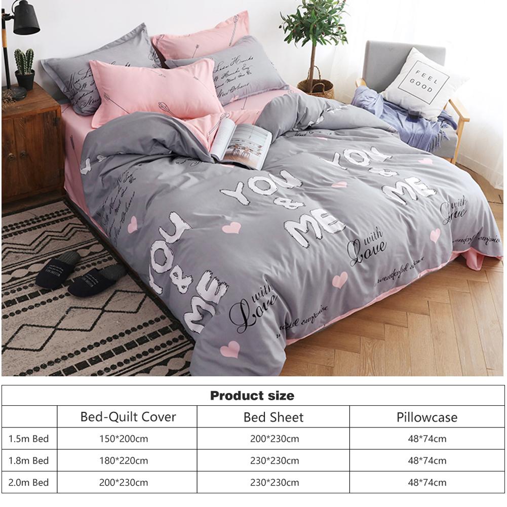 4pcs Simple Bedding Set Banana Leaf Printing Duvet Cover Bed Sheet Print Quilt Duvet Cover Flat Bed Sheet Pillowcase: I / 180x220cm